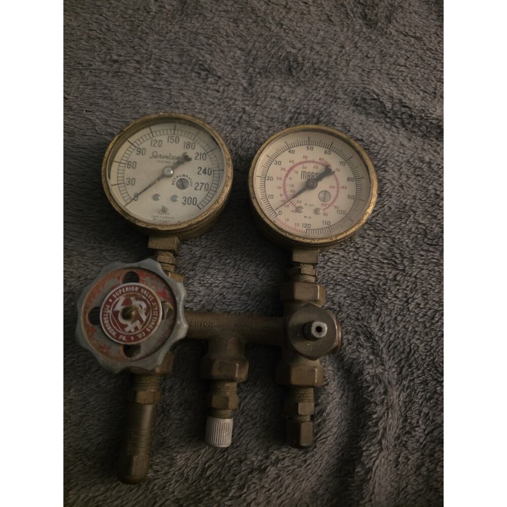 Vintage Superior Valve Regulator Gauge Assembly Marsh Gauges Brass Parts Repair
